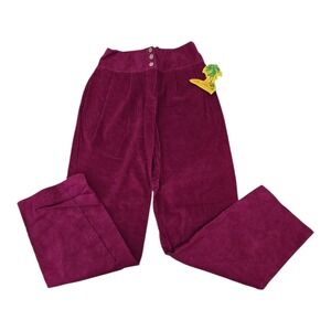 Vintage Palm Island Fuchsia Corduroy Pants Girls Size 10 Pleated Front